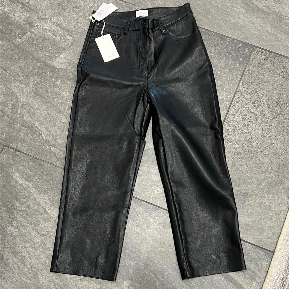 Wilfred Faux Leather Straight-Leg Pants - Black